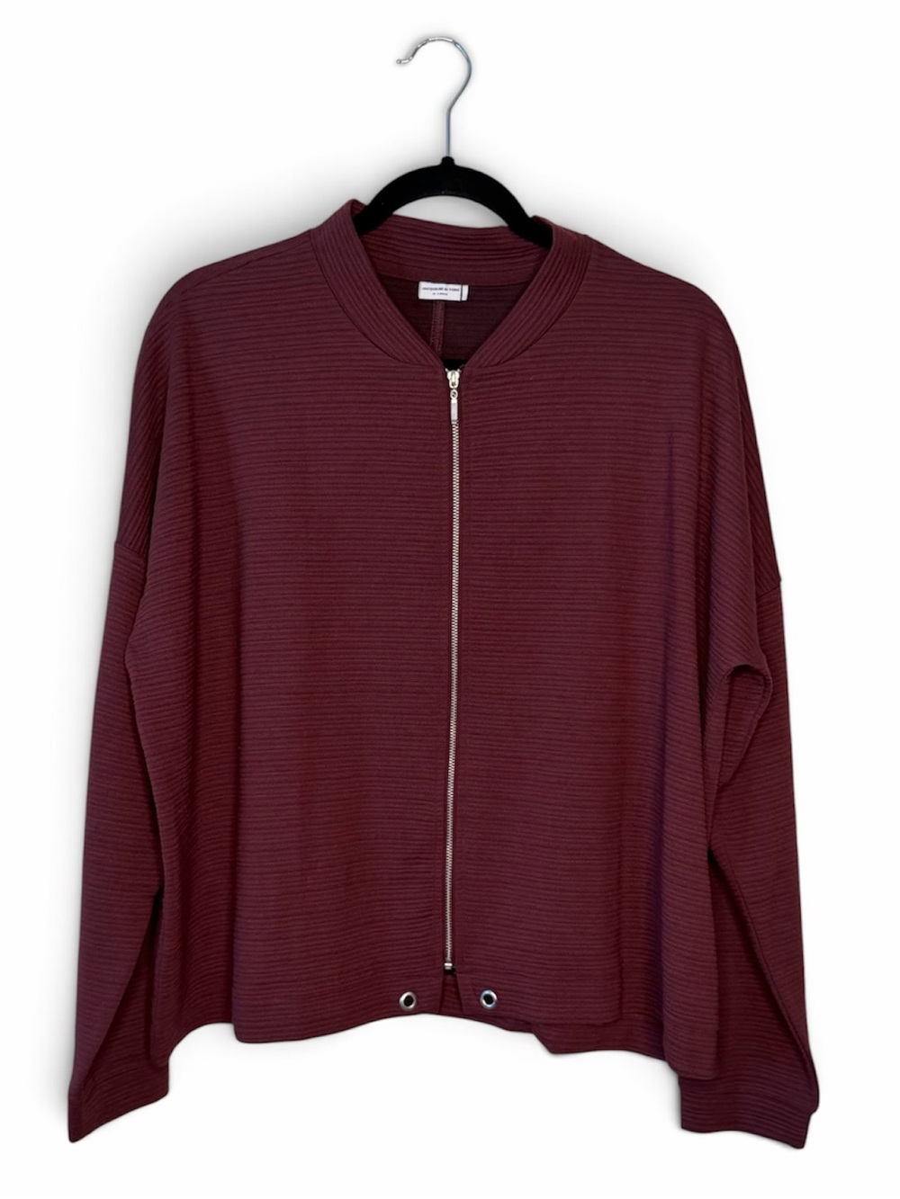 JDY Women's Burgundy Ribbed Knit Jacket XL